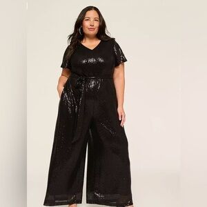 Lane Bryant Black Sequin Jumpsuit